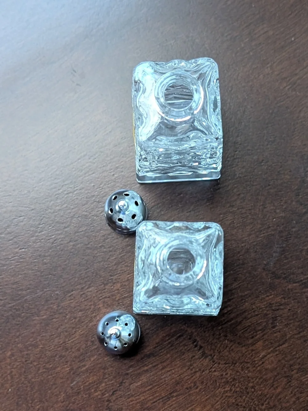 Vintage Superior Crystal Cut Mid Century Clear Glass Salt and Pepper Set 4 Inch